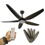 52 Ceiling Fan 5 Black Blades With Light & Remote