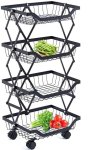 4 Tier Foldable Basket Iron Fruits vegetables Kitchen Rack