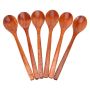 6 Pieces Wood Soup Spoons For Eating Mixing Stirring Long Handle