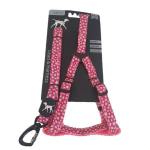 Extra Small Pet Leash & Harness Set - Assorted Colours - Pink & White Spots