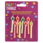 Neon Striped Candles 8 Pack