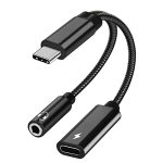 2 In 1 USB C To 3.5MM Headphone And Charger Adapter USB C To Aux MIC Jack With Pd 60W Fast Charging For Stereo