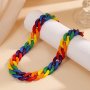 1pc Colorful Rainbow Chain Necklace Bold Chunky Links Festive Party Accessory Women's Fashion Resin Statement Jewelry