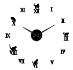 3D Diy Black Roman Wall Clock With Cats