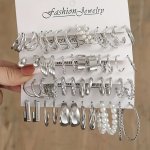 6 Pairs Tiny Hoop Earrings Zinc Alloy With Imitation Pearl Twisted Round Design Vintage Elegant Style Earring Set Gift For Women