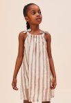 X Rop Van Mierlo: Linen-blend Dress - Dark Beige Striped