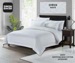 Simon Baker 300TC 100% Egyptian Cotton Jacquard Check Duvet Cover White Various Sizes - White King 230CM X 220CM +2PILLOWCASE