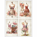 Tear Resistant Deco Print A6 Vintage Sewing