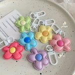 Birthday Festival Cartoon Flower Keychain - Resin Crafted Keyring With Carabiner Clip Decorative Floral Charm For Bags Creative 