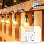 50 100 Pack Outdoor String Light Hooks - Weatherproof & Uv Resistant Plastic Clips With Polished Finish Strong Adhesive Backing