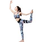 Ladies Blue Tropical Yoga Set Activewear HK204 - Extra Large