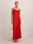 Amery 3D Floral Satin Maxi Dress - 16 True Red