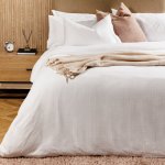 450 Thread Count Jacquard Plaid Duvet Cover Set White - Super King 260X240CM
