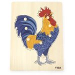 9 Pce Rgs Montesorri Rooster Peg Puzzle