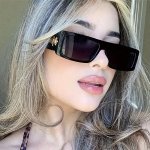 Ladies' Fashion Rectangular Glasses Black Plastic Frame With Hollow Metal Accents Vintage-inspired Street Style Trendy Eyewear F