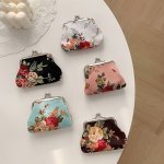 Floral Pattern Coin Purse Women's Stylish Kiss Lock Storage Bag For Lipstick & Key
