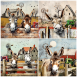 Tear Resistant Deco Print Paper Donkey Red Barn 4'S