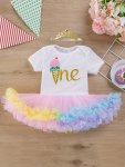 2PCS Baby Birthday Cute Outfits New Baby Gauze Princess Dress With Hair Decor Holiday Party Dress Up