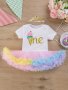 2pcs Baby Birthday Cute Outfits New Baby Gauze Princess Dress With Hair Decor Holiday Party Dress Up