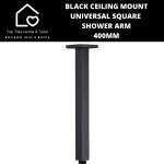 Black Ceiling Mount Universal Square Shower Arm - 400MM