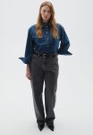 Curvy Fit Baggy High Jeans - Dark Grey