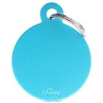 Myfamily Large Round Pet Id Tag - Aluminium Light Blue Waggs Online Pet Shop