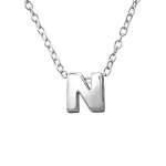 Kiara 925 Sterling Silver A-z Any Initial Letter Necklace 5X6MM 45CM Chain - N
