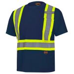 Pioneer Navy skyblue Hi-vis Shirt 100% Cotton Short Sleeve