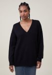 Cotton On Blondie Oversized V-neck Pullover - Black