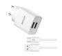 Astrum Pro Dual U24 12W 2.4A Dual USB Wall Fast Travel Charger + Usb-c Cable White