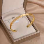 Delicate Roman Numeral Design Cuff Bangle 14K Plated Hand Jewelry For Women