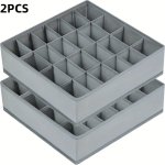 2-PACK Foldable Sock And Underwear Organizer With 24 Compartments Multi-functional Storage Boxes For Socks Bras Ties - Breathabl