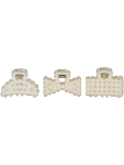 Pearl Embellished Hair Claw Set - None White