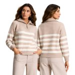 Zip Up Wool Blend Jersey Stone white Was: R899