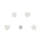 Set 5 Stud Earrings In Sterling Silver