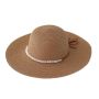Women Girls Brown Wide Brim Straw Sun Hat Hat