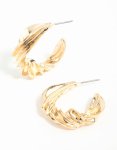 Goldair Gold Thick Twisted Hoop Earrings