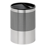 Special Steel Litter Bin – Wide – Square Punch – Half Moon Flip Top Lid And Bin Liner – 752SI