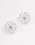 Silver Plated Cubic Zirconia Flower Wrist Cuff