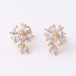 Goldair Gold Daisy Clear Crystal Stud Earrings - Clear Crystal