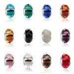 Faceted Glass Charms Bead Set Large Hole European Beads For Diy Bracelet Multicolor Glossy Pendant For Jewelry Making Holiday Gi