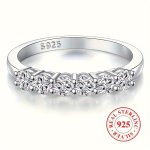 925 Sterling Silver Eternity Ring Inlaid A Line Of Shining Zirconia Engagement Wedding Ring High Quality Gift For That Special