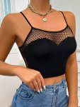 Comfortable Hollow Out Solid Color Sports Tank Top Fishnet Patchwork Breathable Bra Women's Lingerie & Underwear