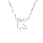 Kiara 925 Sterling Silver A-z Any Initial Letter Necklace 5X6MM 45CM Chain - K