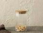 Glass Storage Jar With Bamboo Lid - Crystal Design