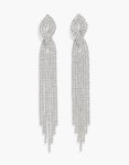 Silver Diamantes Crossover Tassel Drop Earrings