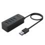 Orico 4 Port USB3.0 Hub Black|micro USB Power Adapter Not Included - Black