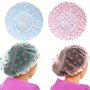 2 Pcs Shower Caps Waterproof Eva Plastic Bath Caps Elastic Reusable Bathing Hair Cap Elastic Band Bath Hair Hat