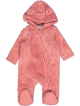 Pink Hooded Fleece Babygrow - Newborn Pink