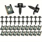 40PCS PACK Chassis Engine Guard Metal Nut Screw Washers U-nut Clip Engine Shield Bumper Guard Cross Screws